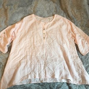 Soft surroundings Linen 3/4 Sleeve Blouse 2XL